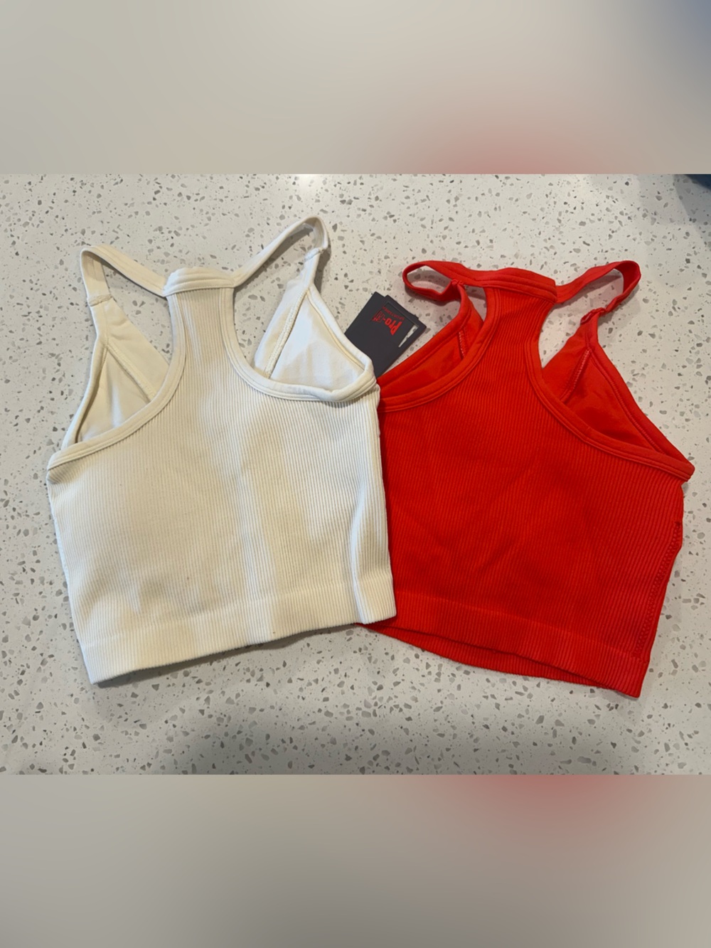 Women’s Pro Fit Ribbed Tanks Two piece - Red and Cream - Picture 2 of 8